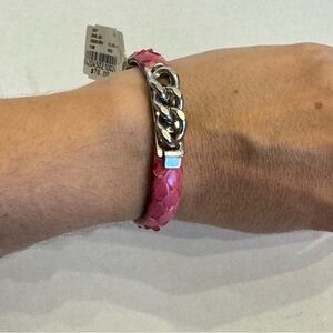 VITA Made In Florence Vintage Pink Snakeskin Leather Bangle Bracelet Singed